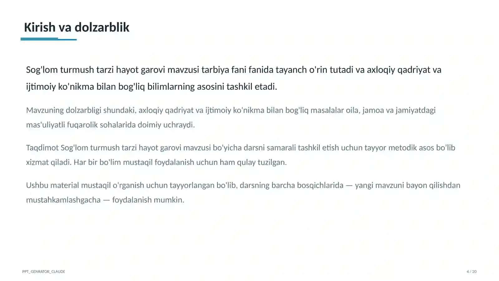 Sog'lom turmush tarzi hayot garovi (7-sinf) 4