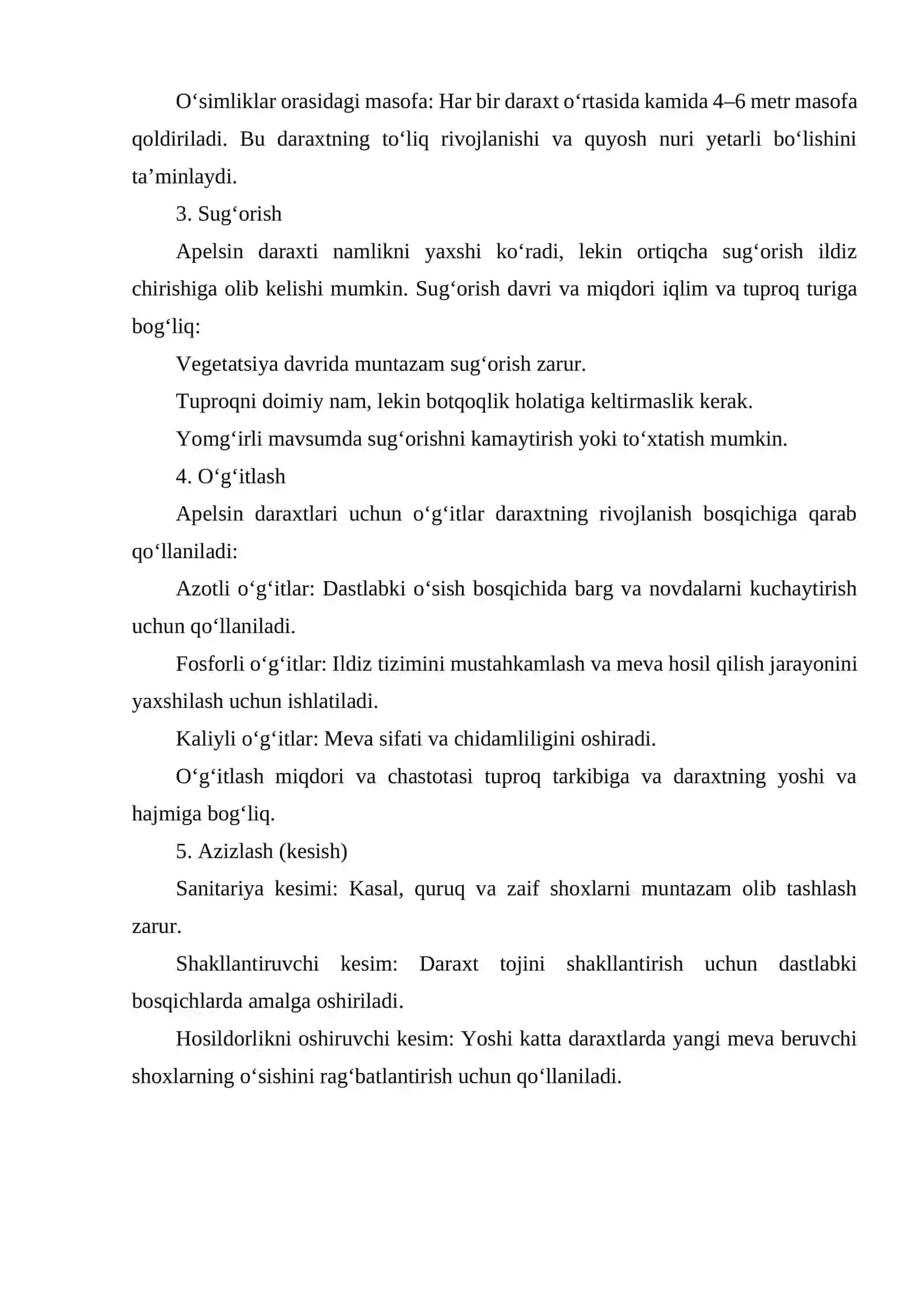 APELSIN O'SIMLIGINING XALQ XO'JALIGIDAGI AHAMIYATI 4