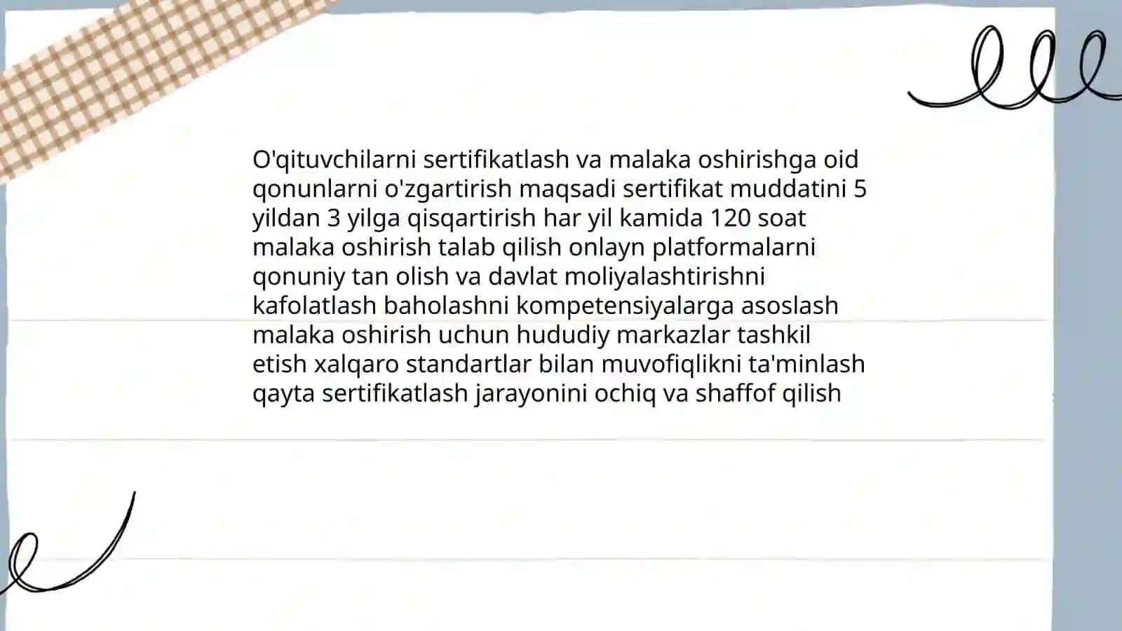 Talim tŏgrisida qonunlarni ŏzgartirish 4