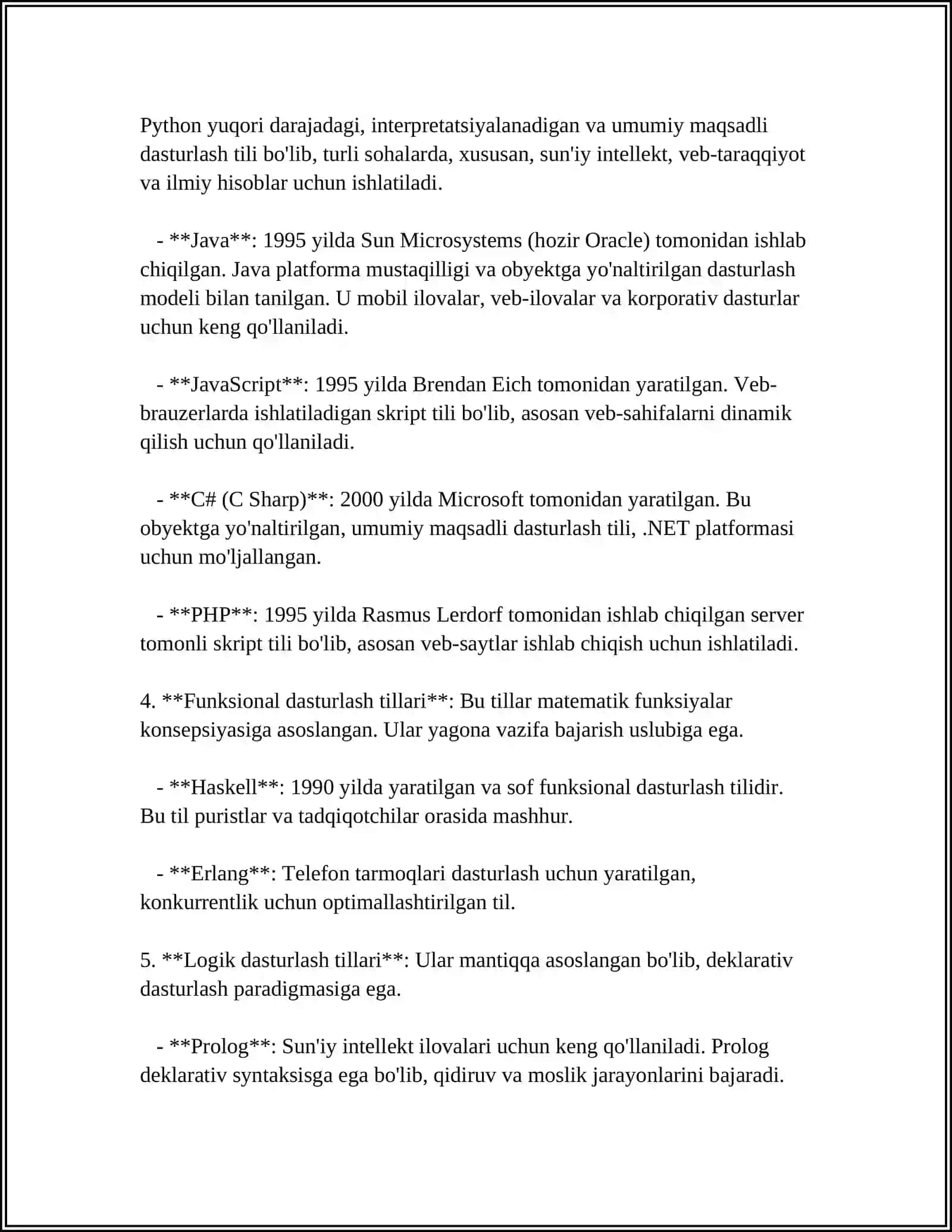 DASTURLASH TILLARI 4