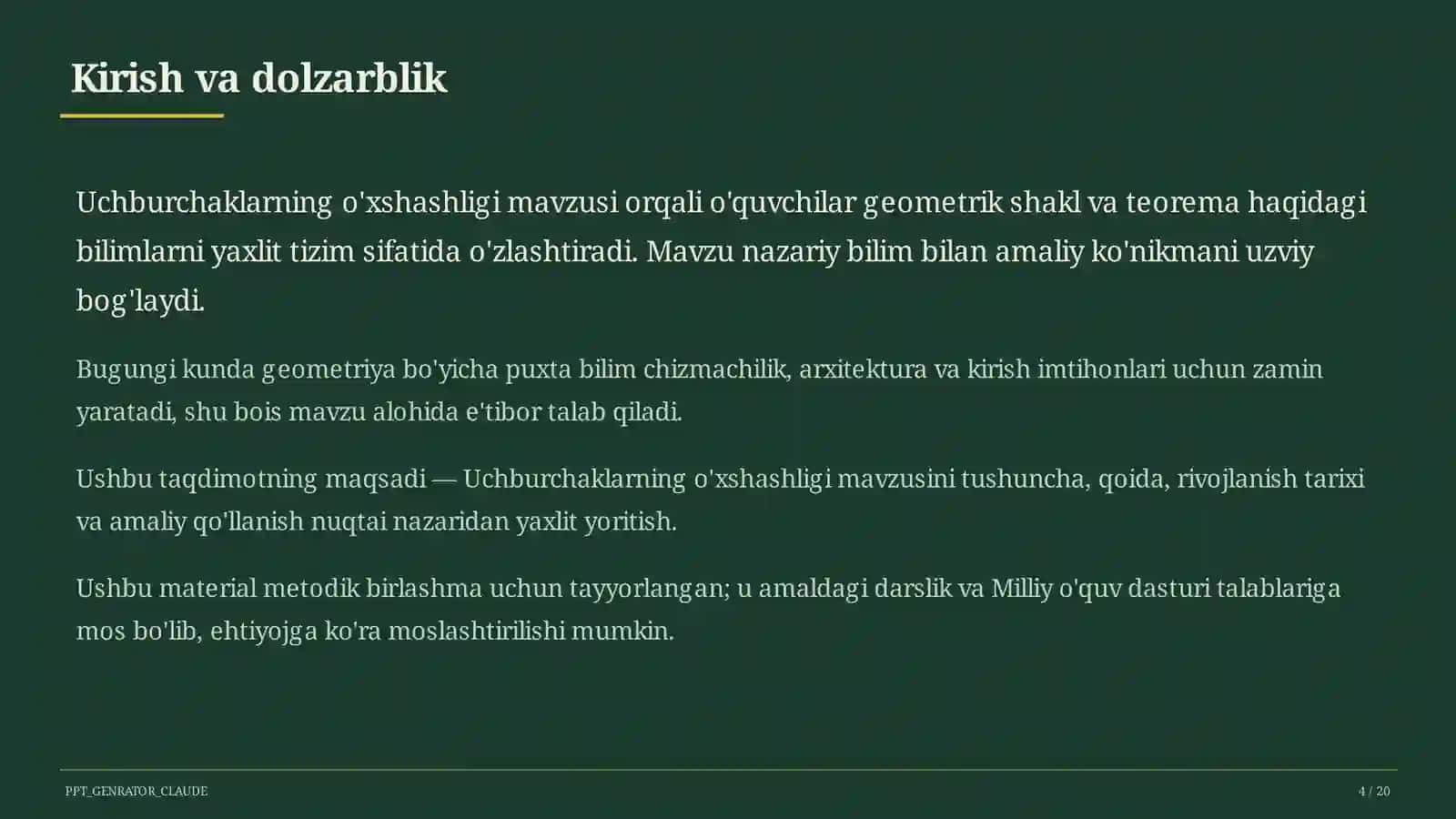 Uchburchaklarning o'xshashligi (8-sinf) 4