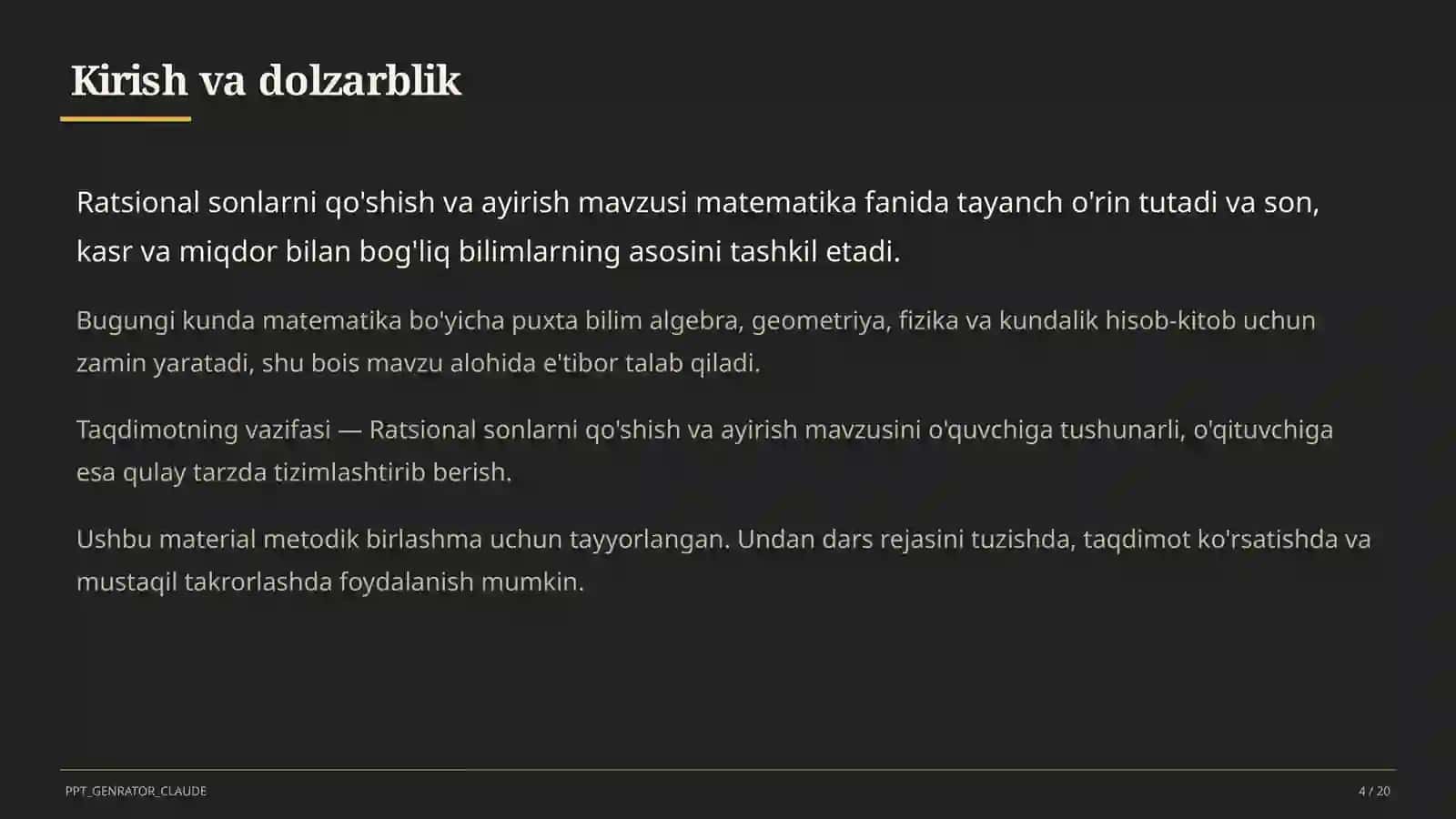 Ratsional sonlarni qo'shish va ayirish (6-sinf) 4