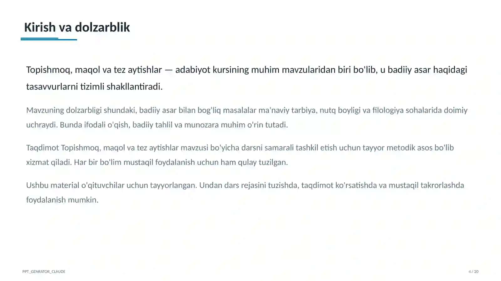 Topishmoq, maqol va tez aytishlar (5-sinf) 4
