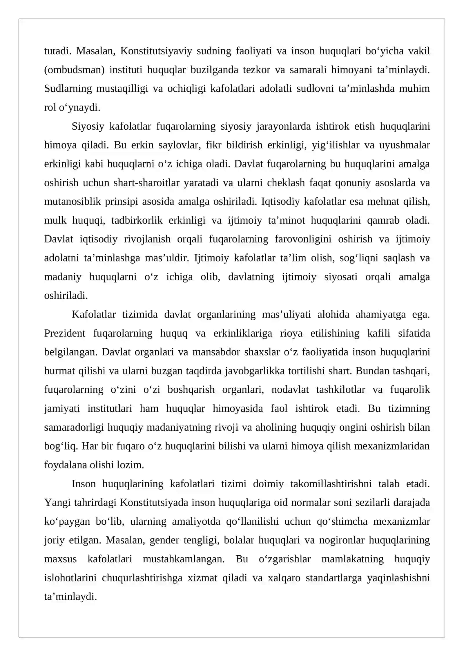 Inson huquqlari va erkinliklari kafolatining yaratilishi 4