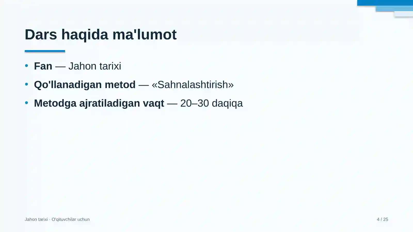 jahon tarixi darslarida sahnalashtirish metodidan foydalanish 5095 4