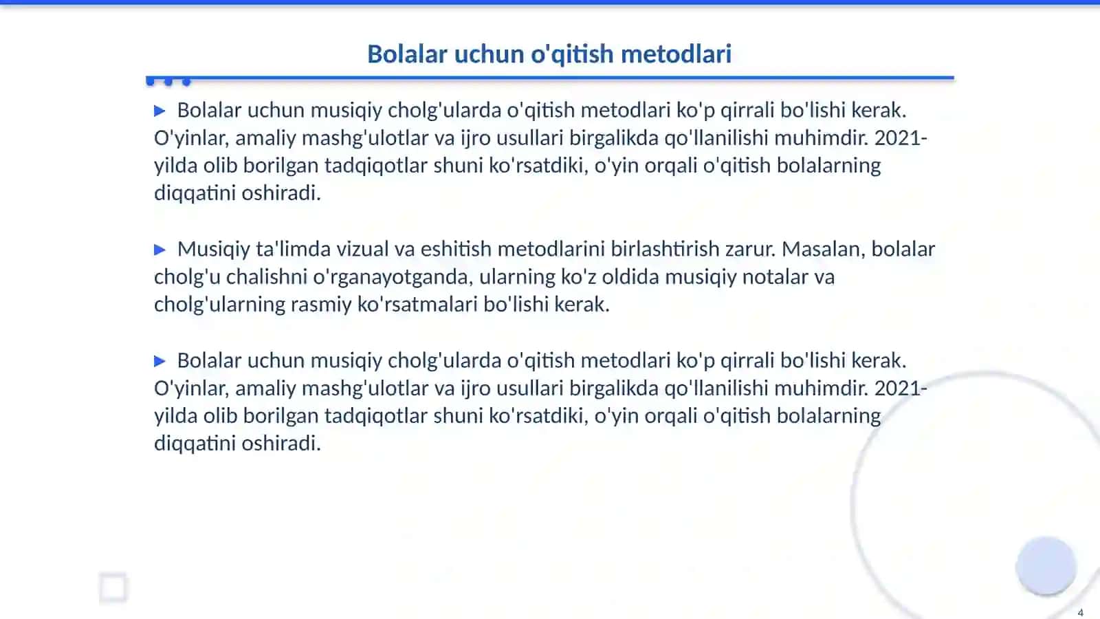Bolalarni musiqiy cholg'ularda ijroga o'rgatish 4