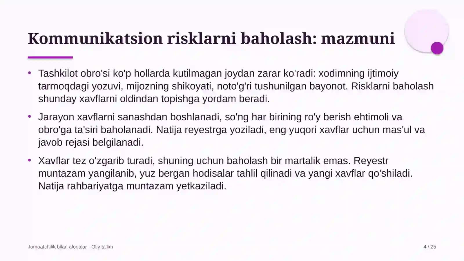 muzey qo'riqxonalarda kommunikatsion risklarni baholash 8618 4