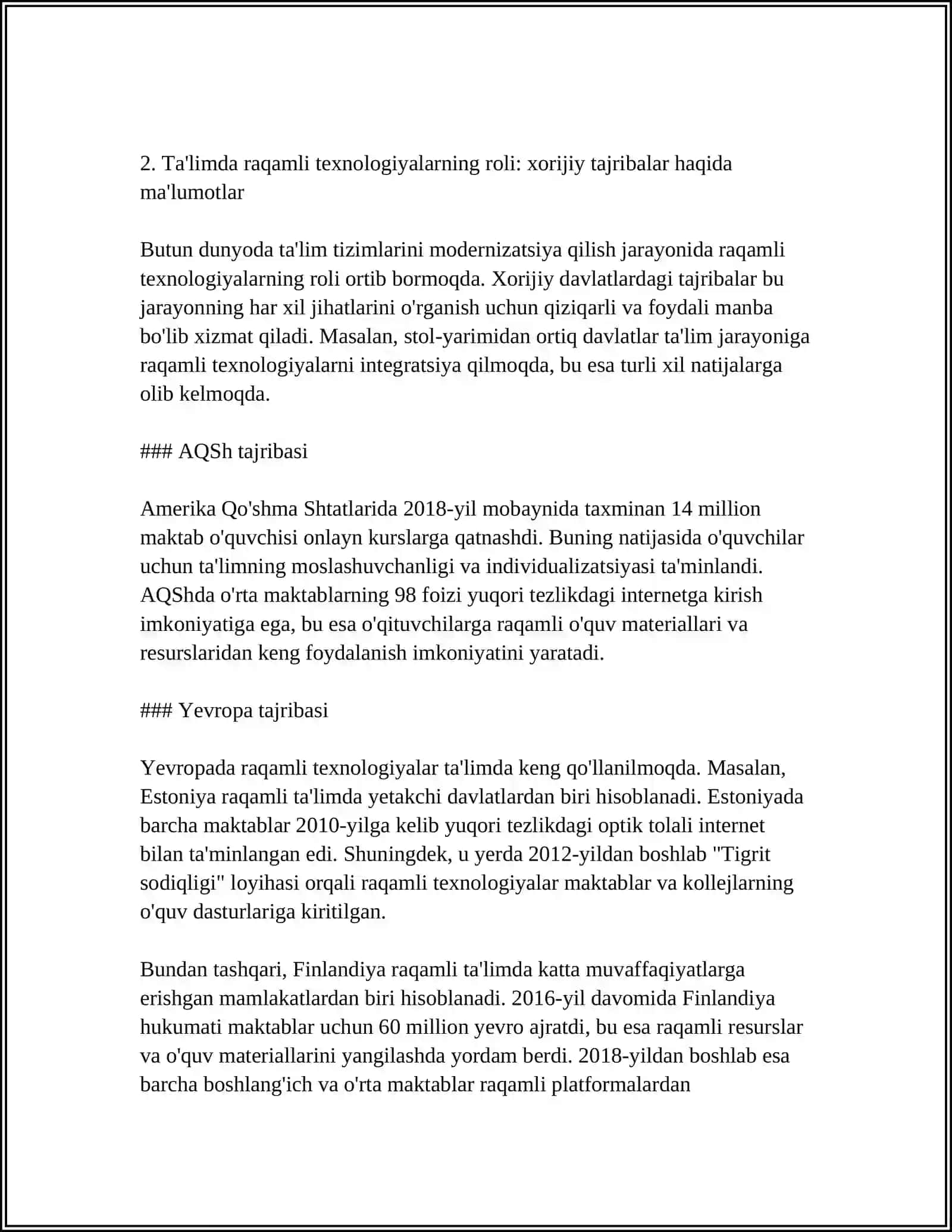 XORIJIY MAMLAKATLARDA TA'LIM TARAQQIYOTINING ASOSIY YUNALISHLARI VA ILGʻOR XORIJIY TAJRIBALAR 4