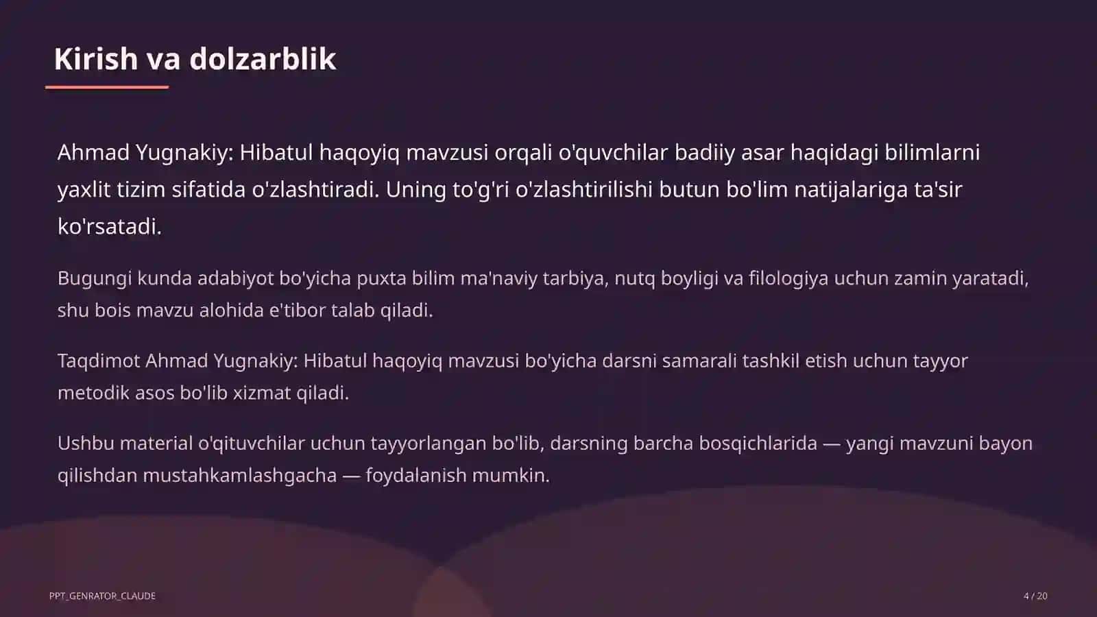Ahmad Yugnakiy: Hibatul haqoyiq (7-sinf) 4