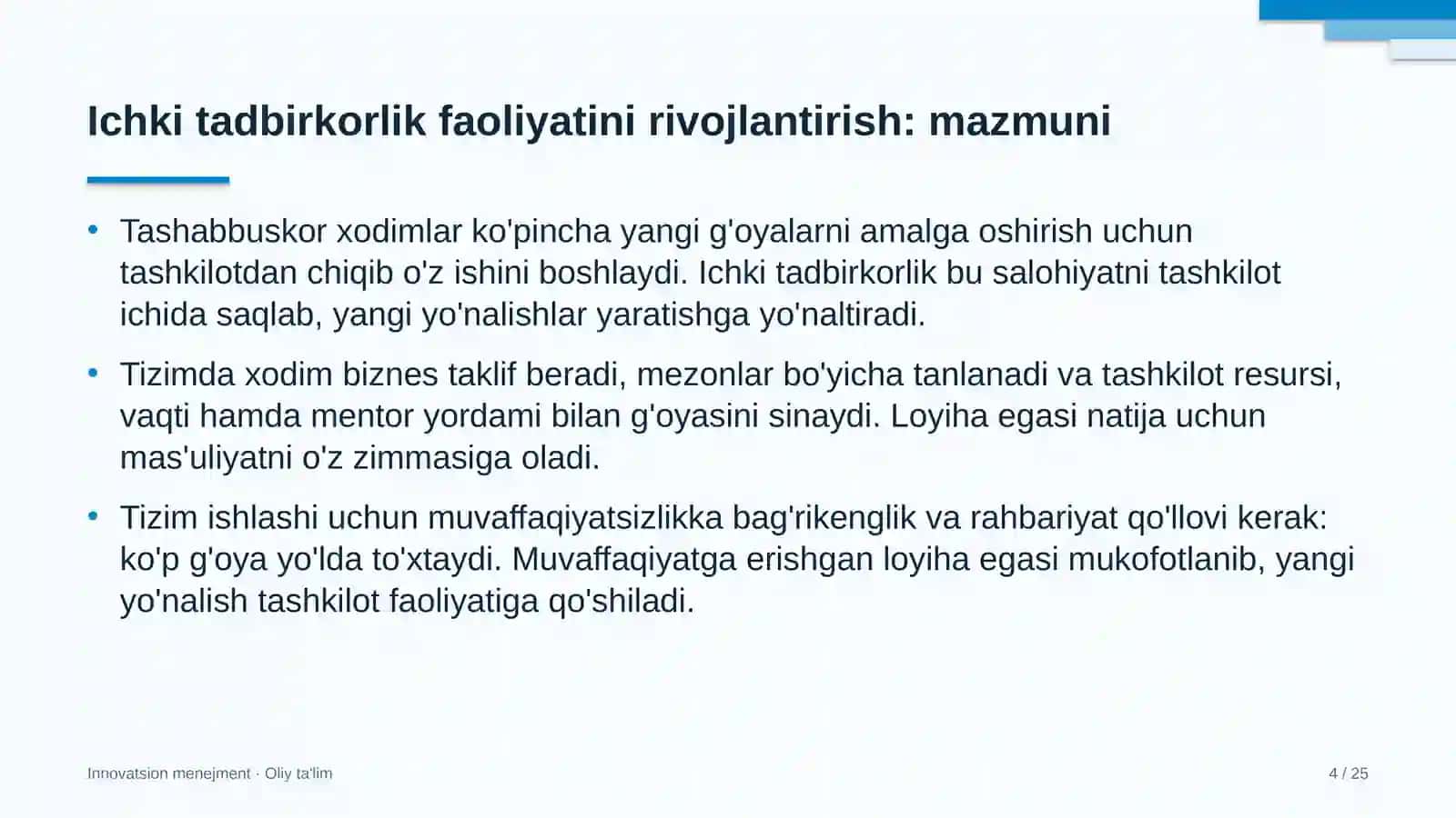 til o'rgatish markazlarida ichki tadbirkorlik faoliyatini rivojlantirish 7609 4