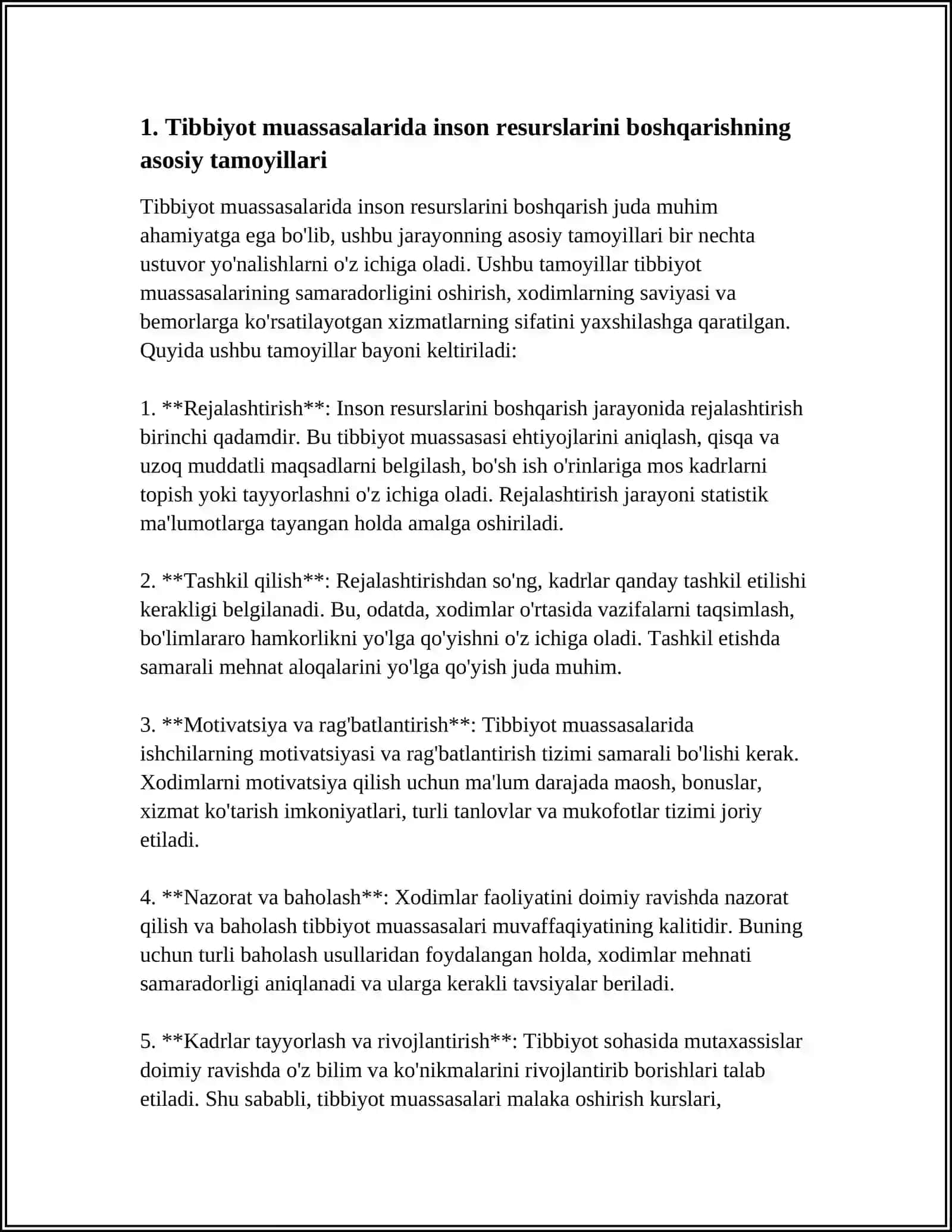 Tibbiyot biznesida inson resurslarini boshqarish. Tibbiyot muassasalarida xodimlarni boshqarish asoslari 4