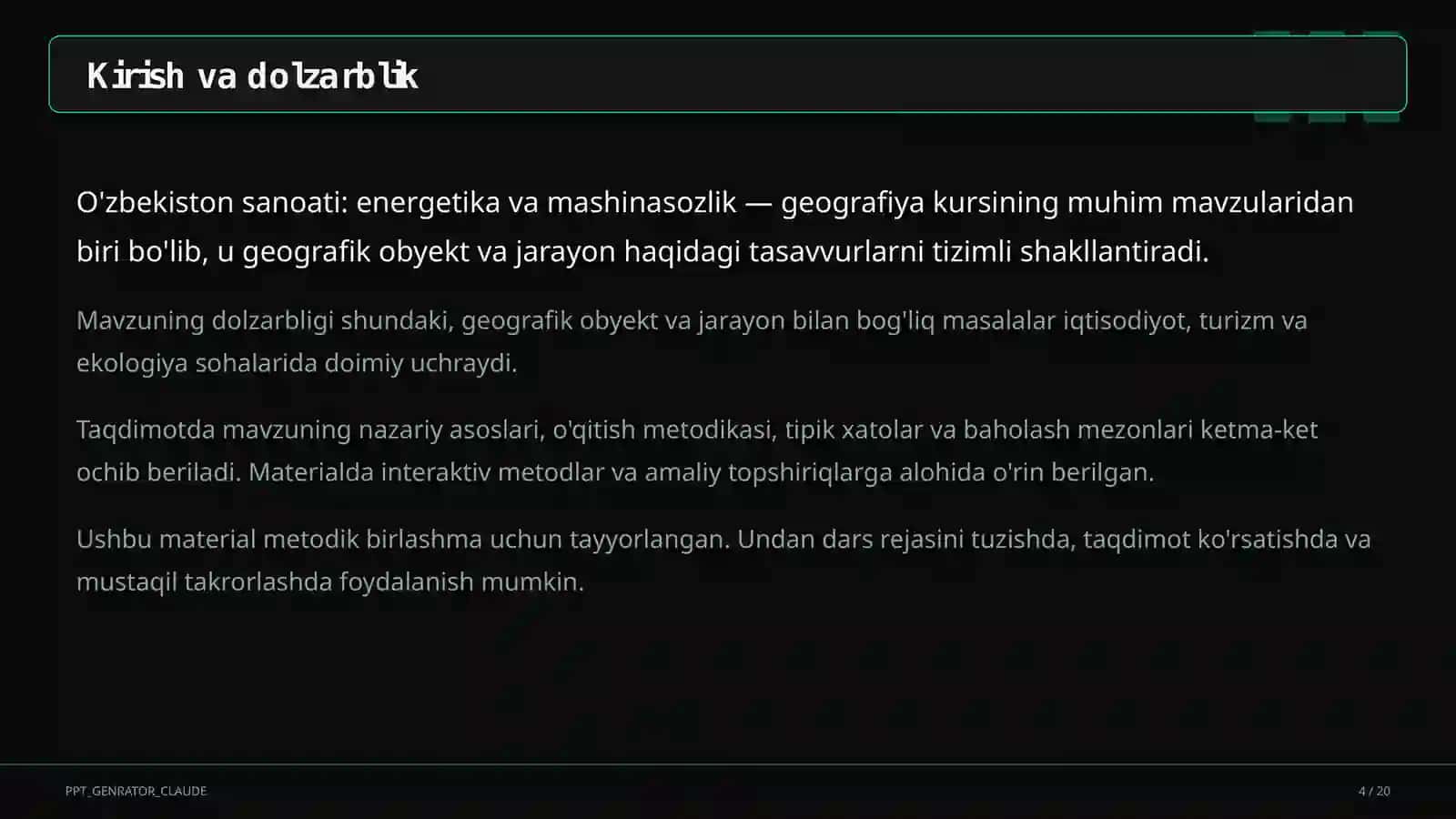 Geografiya (5-11) — metodik birlashma uchun 4