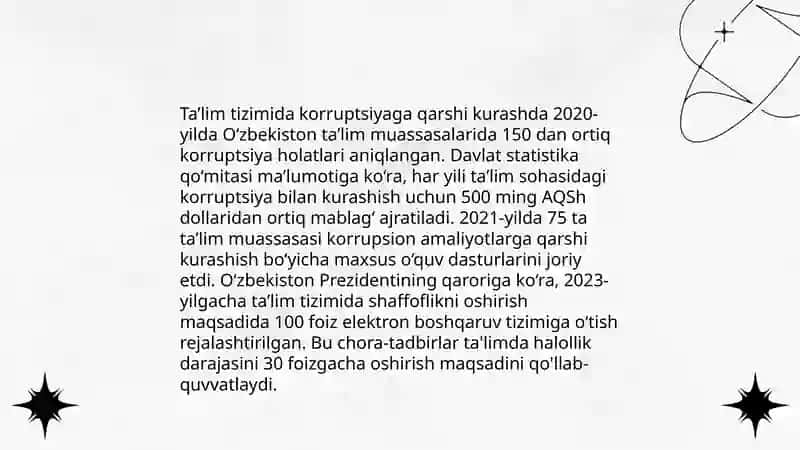 KORRUPSIYAGA QARSHI KURASHISH – JAMIYAT TARAQQIYOTINING ASOSI 4