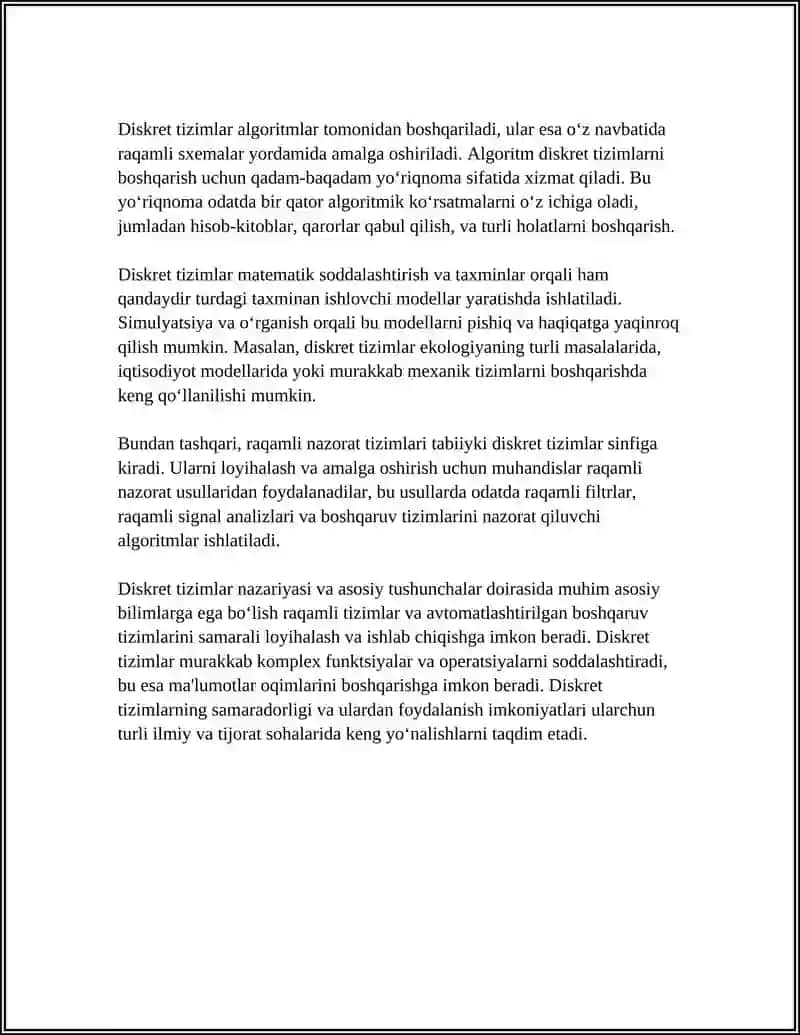 DISKRET TIZIMLAR SINTEZI 4