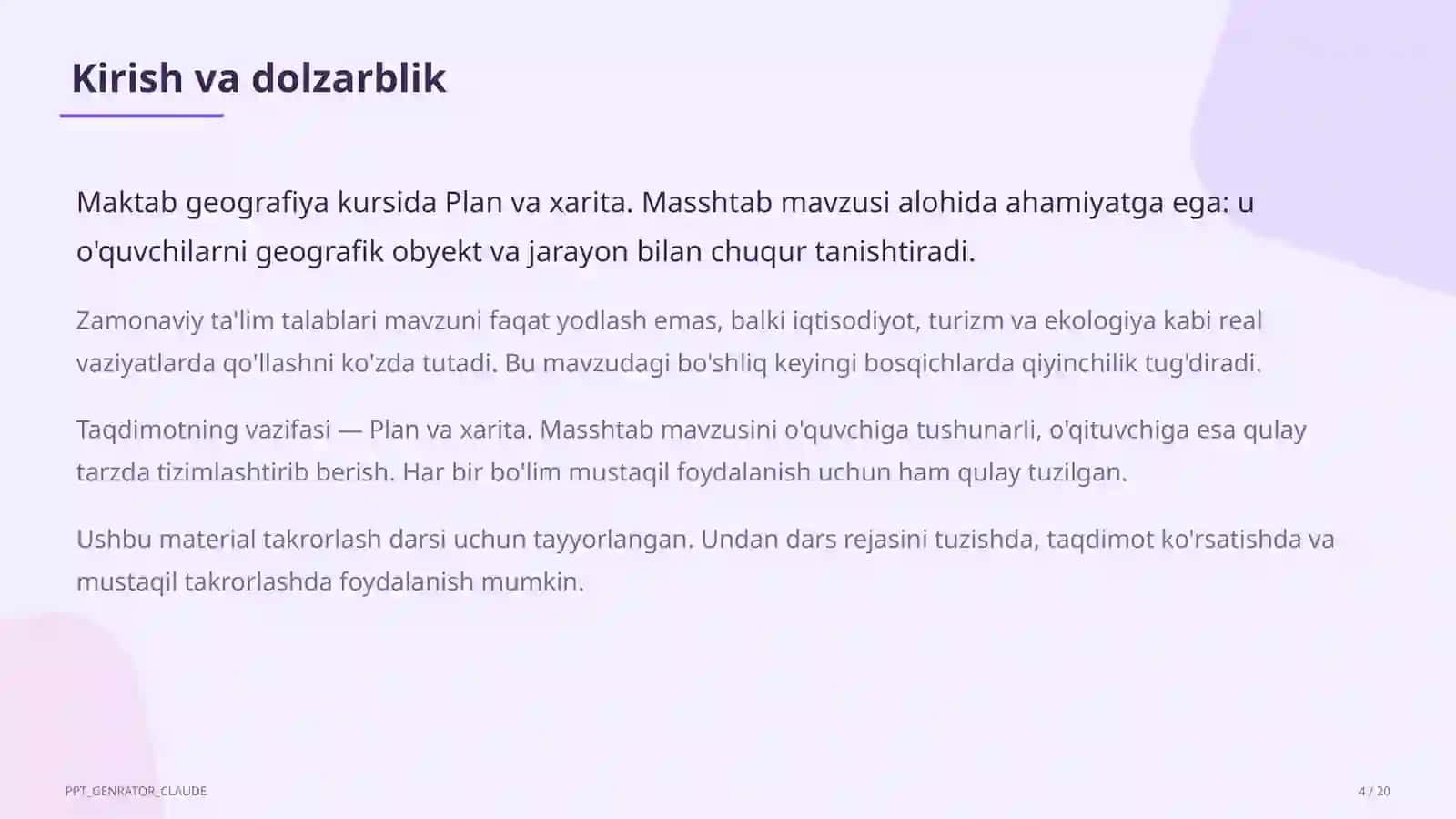 Plan va xarita. Masshtab (5-sinf) 4
