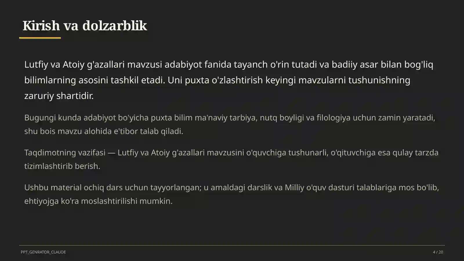 Lutfiy va Atoiy g'azallari (10-sinf) 4