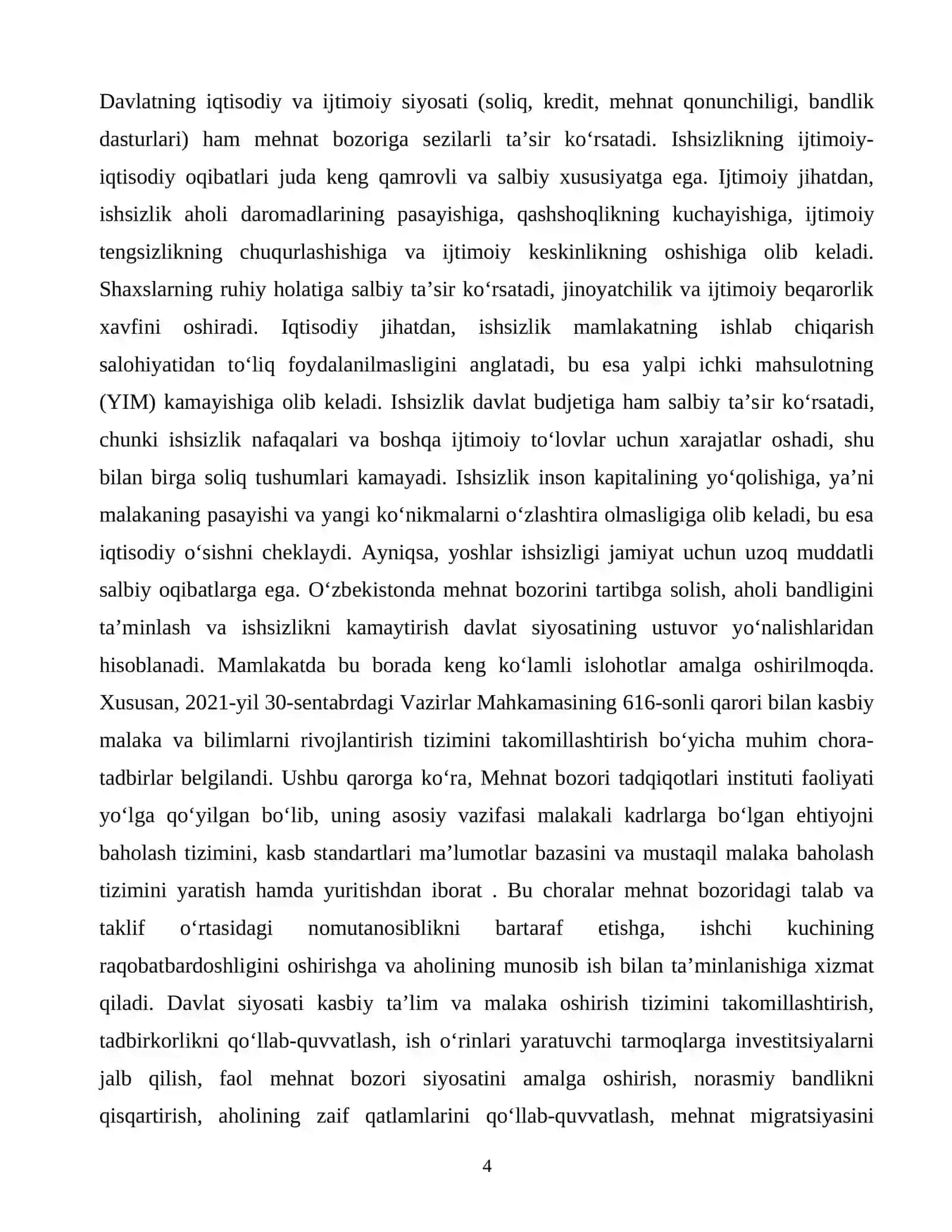 O'zbekistonda ishchi kuchi, uning bandligi va ishsizlik tahlili 4