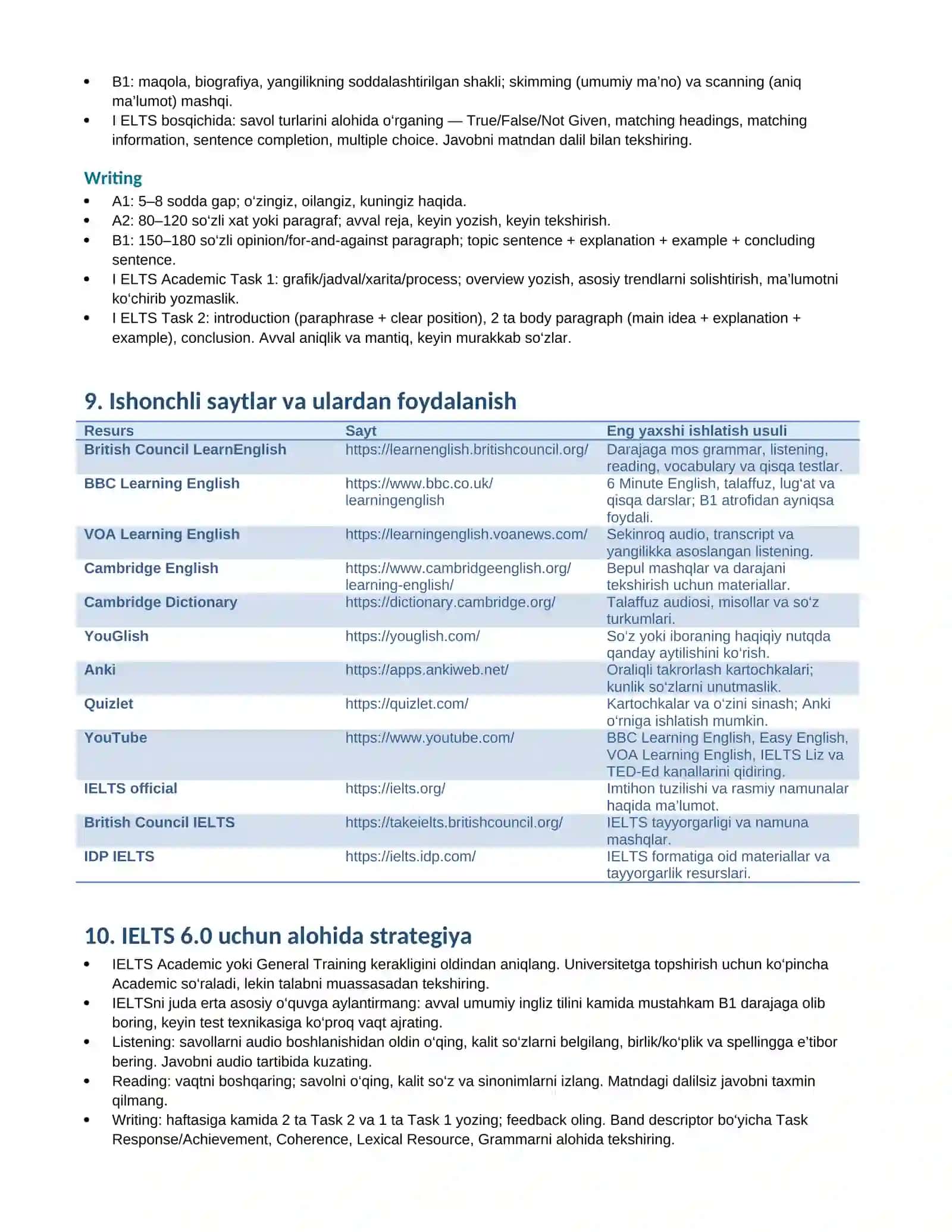 INGLIZ TILI: 0 DAN IELTS 6.0 GACHA 4
