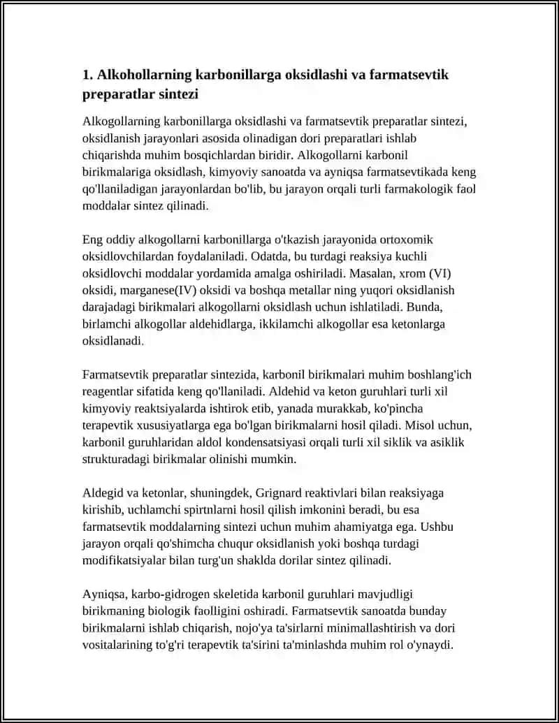 OKSIDLASH JARAYONLARI ASOSIDA OLINADIGAN DORI PREPARATLARI 4