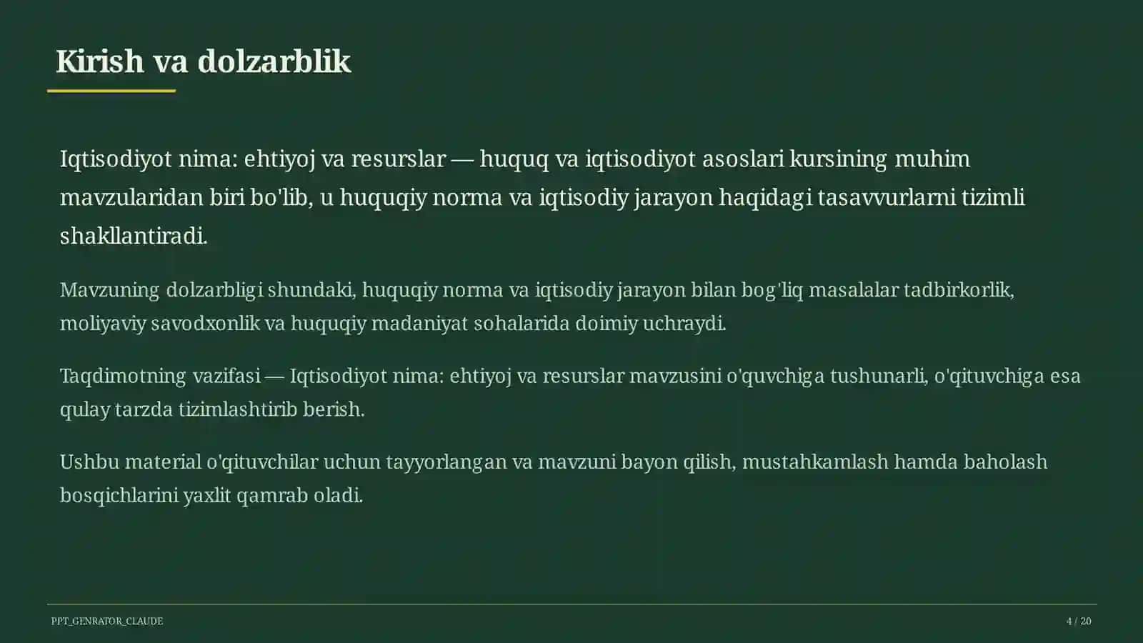 Iqtisodiyot nima: ehtiyoj va resurslar (9-sinf) 4