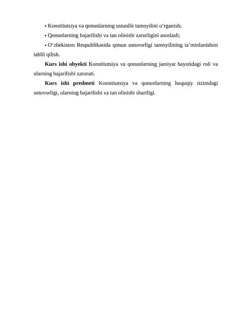 Konstitutsiya va Qonuning Ustunligi Hamda Ularning Tan Olinishi va Bajarilishi Shartlari 4