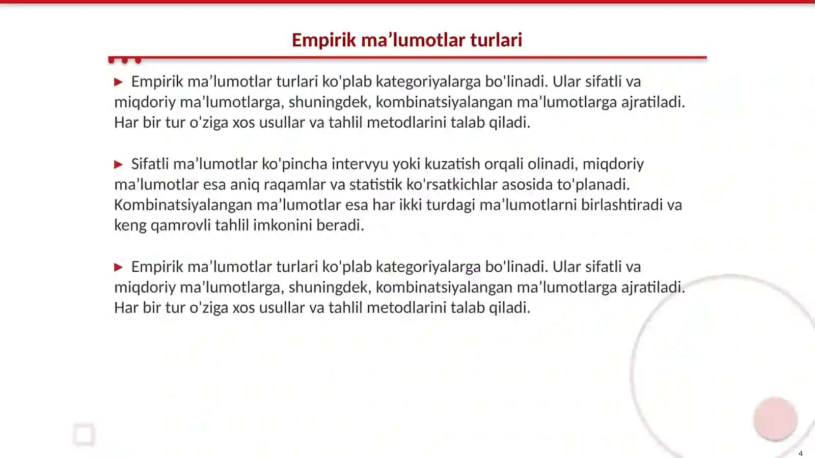 Empirik maʼlumotlar turlari 4