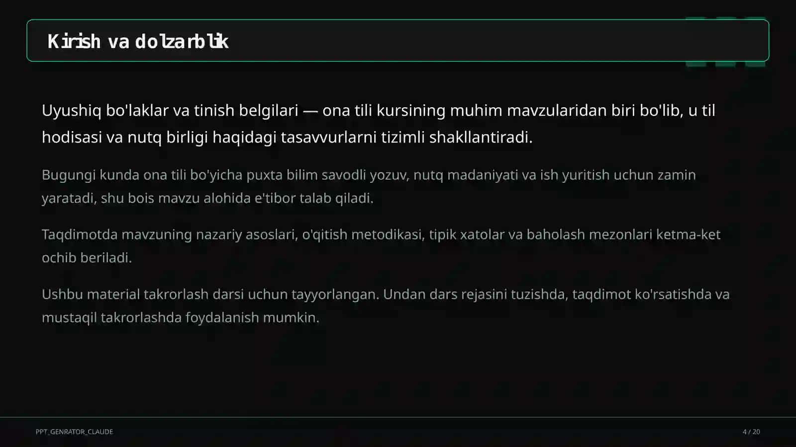 Uyushiq bo'laklar va tinish belgilari (8-sinf) 4