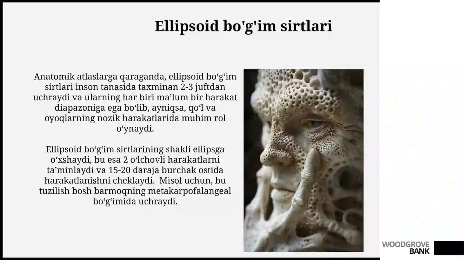 Suyak to’qimasi. turlari. Suyaklar birikish xillari.Bo'g'im yuzalarning xillari va bo'g'im turlari 4