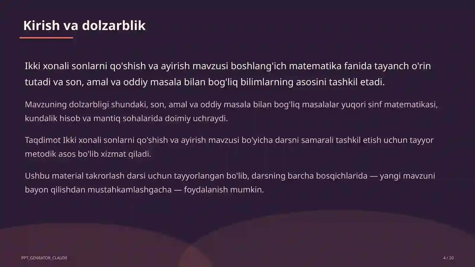 Ikki xonali sonlarni qo'shish va ayirish (2-sinf) 4