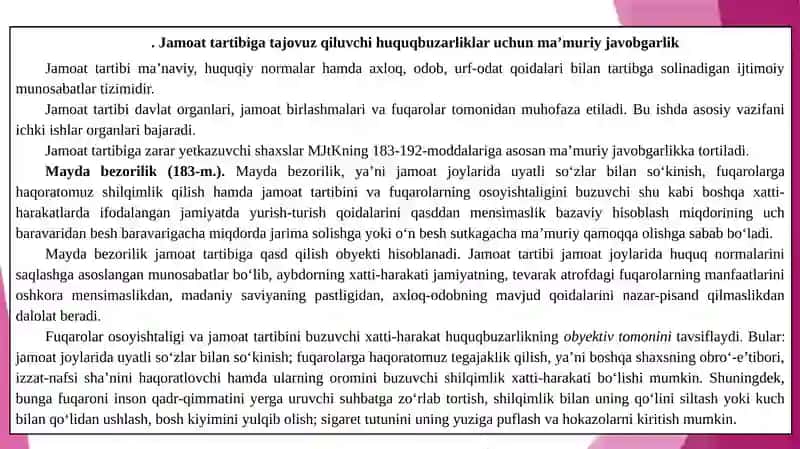 Odil sudlovga tajovuz qiluvchi huquqbuzarliklar uchun javobgarlik 4