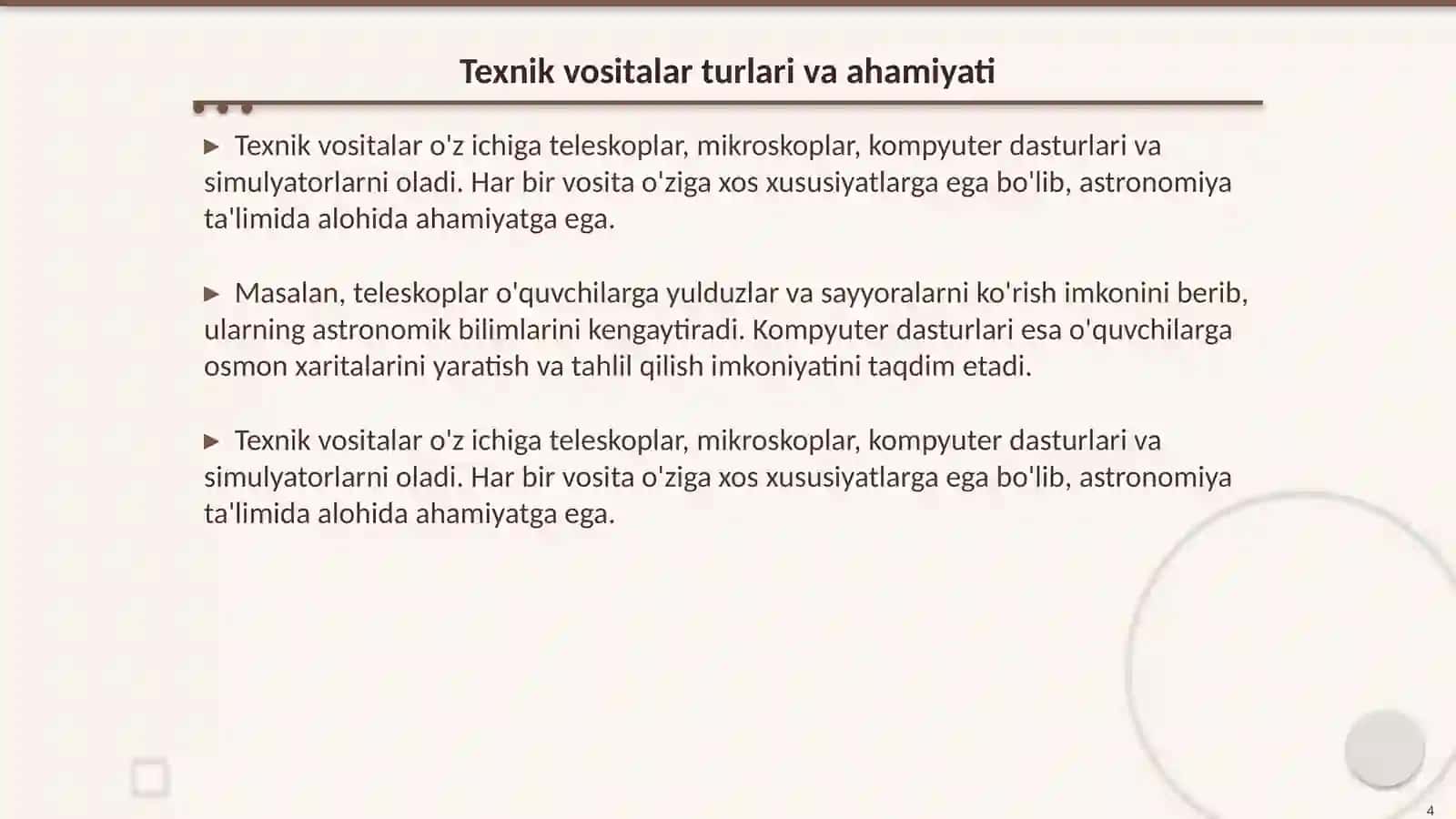 ASTRONOMIYA OQITISHDA TEXNIK VOSITALAR VA ULARNI QOLLASH USULLARI 4
