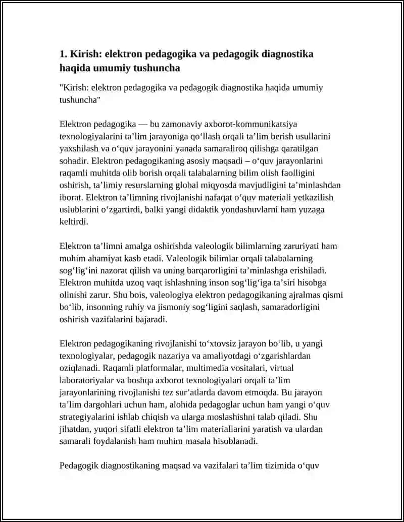 ELEKTRON PEDAGOGIKA ASOSLARI VA PEDGOGIK DIAGNOSTIKA REFERAT 4