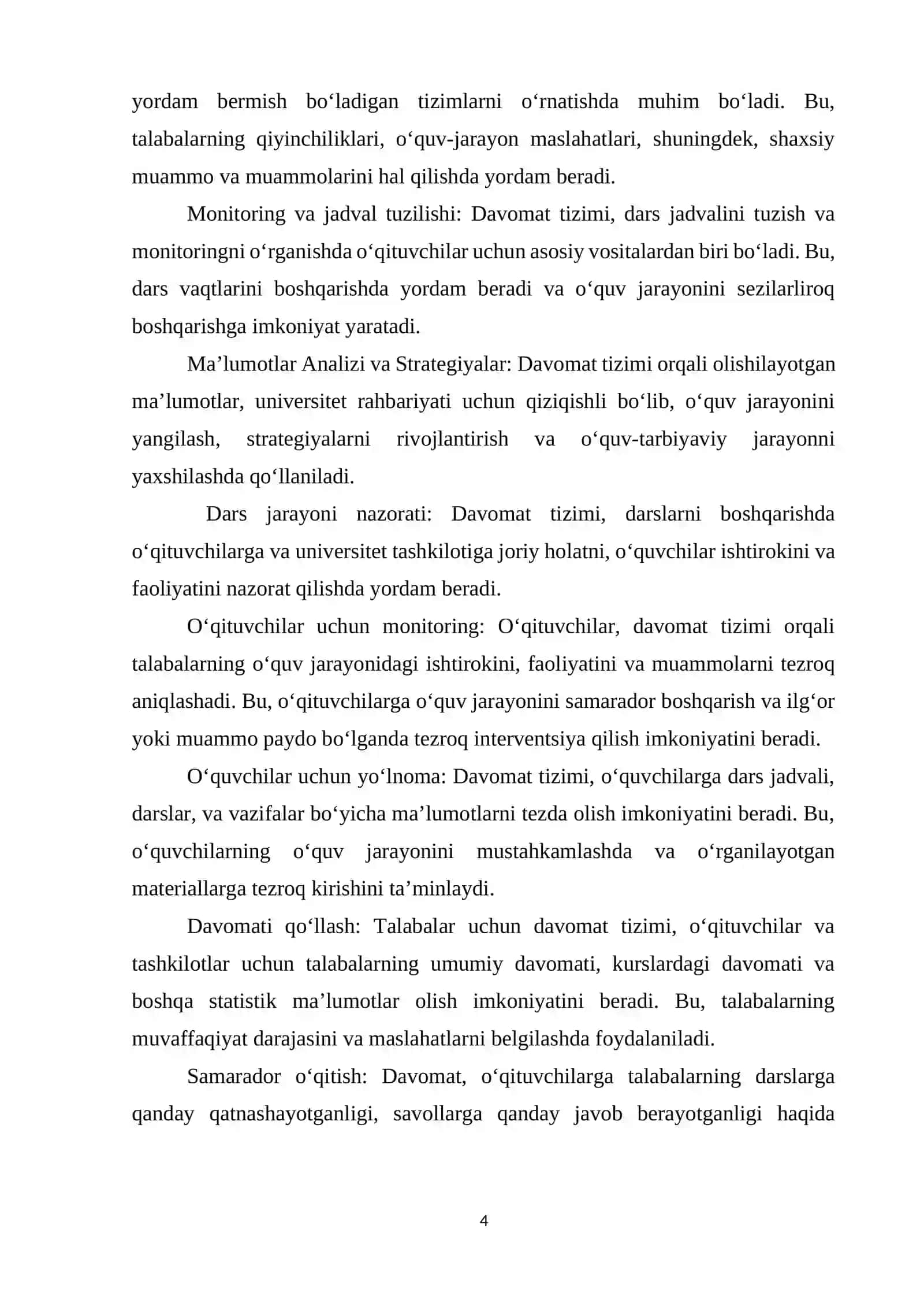 Davomat axborot tizimi dasturiy ta’minotini yaratish 4