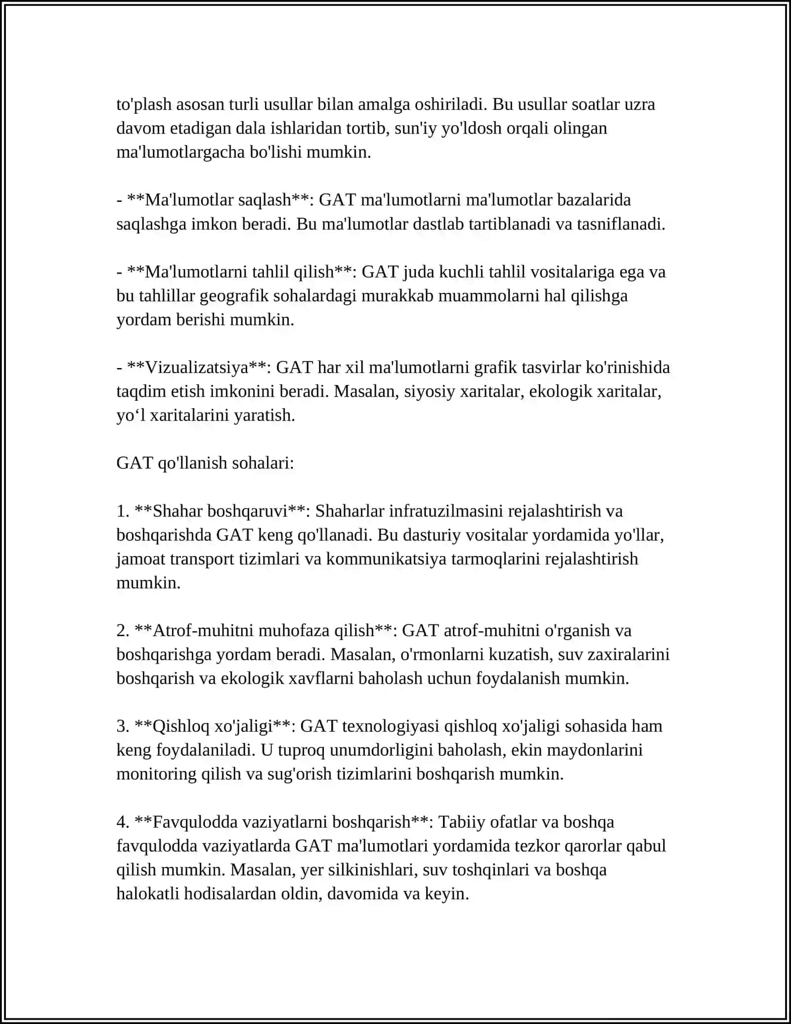 AVTOMOBIL YOʻLLARINI QIDIRUVIDA GEYOAXBOROT TIZIMLARI VA ULARNI YOʻL XOʻJALIGIDAGI OʻRNI 4