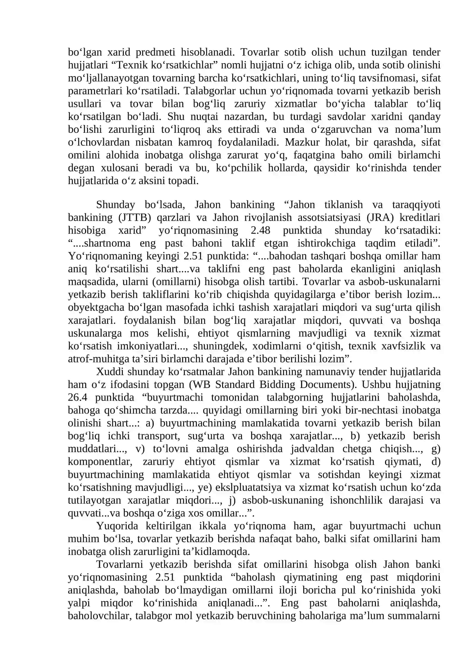 Tender savdolarida g'olibni aniqlashga ta'sir etuvchi omillar tahlili 4