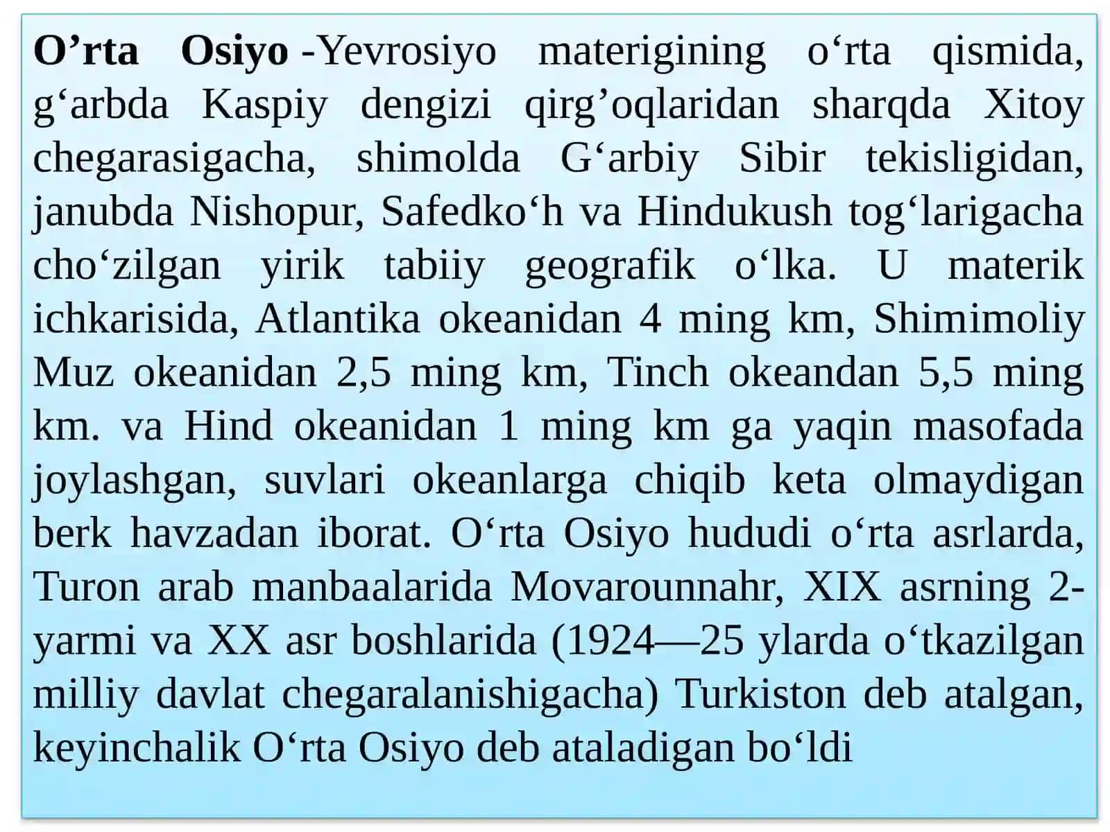 O’rta osiyo davlatlarining MDH va umumjahon mehnat taqsimotida tutgan o’rni va ular orasidagi iqtisodiy aloqalarning rivojlanishi 4