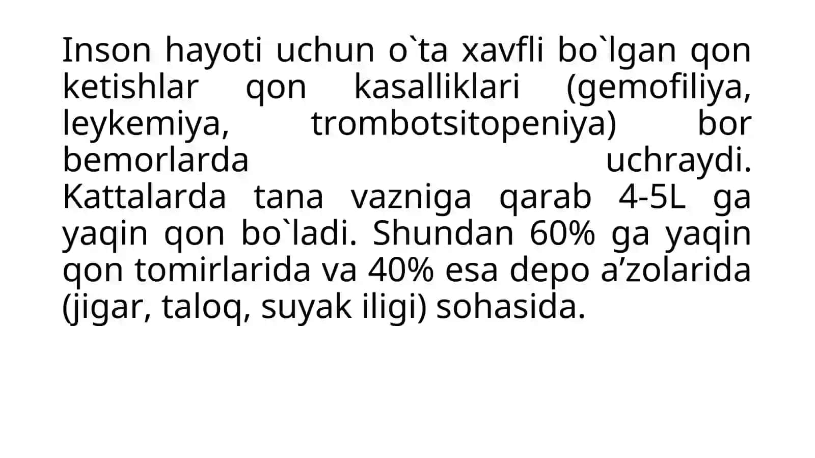 Qon ketish turlari.Qon ketishini to`xtatish usullari.Qon ketishida birinchi yordam 4