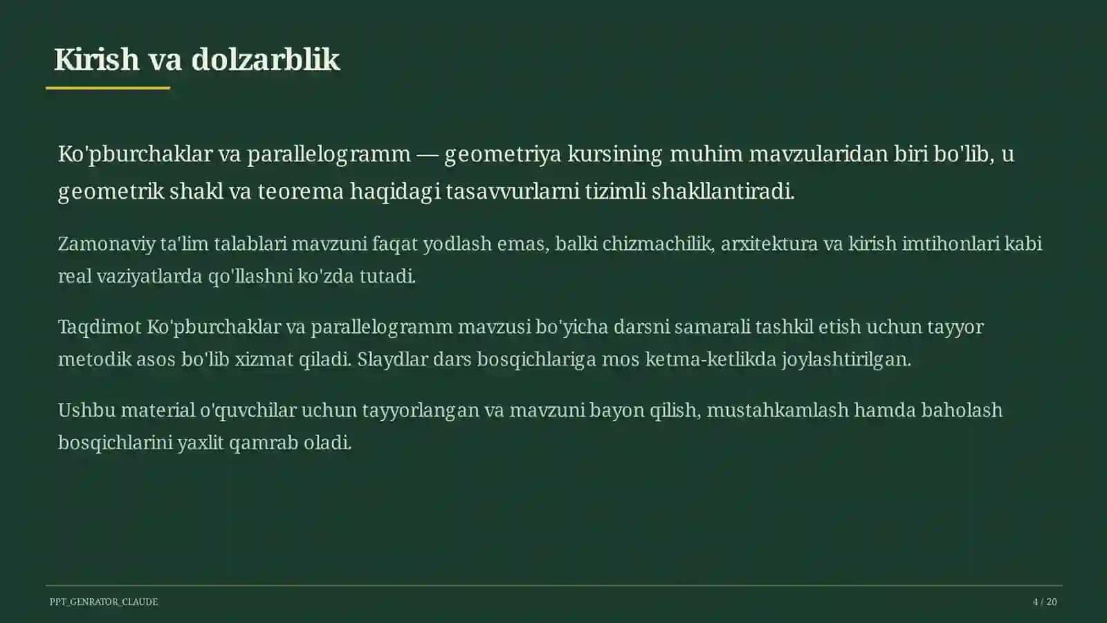 Ko'pburchaklar va parallelogramm (8-sinf) 4