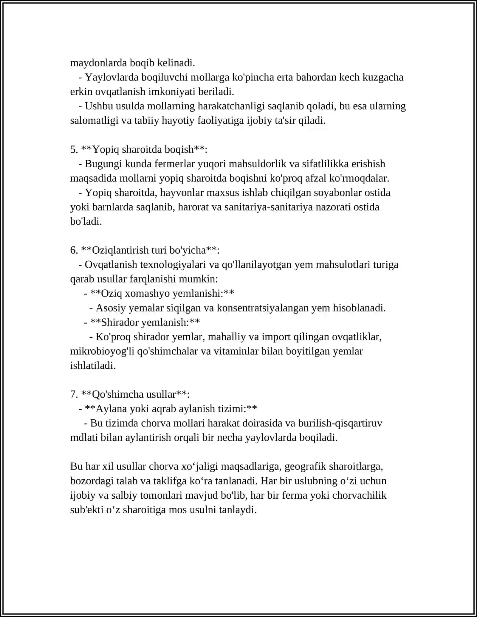 CHORVA MOLLARINI URCHITISH USULLARI 4