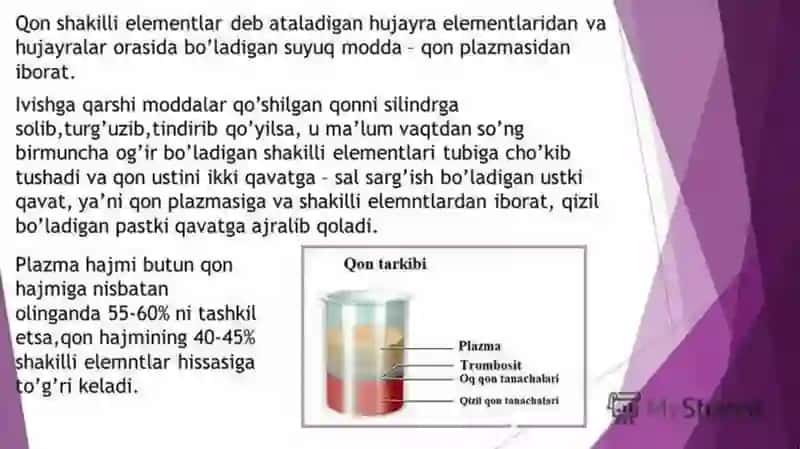 ORGANIZMDA BIOLOGIK SUYUQLIKLAR.QONNING FIZIKAVIY KIMYOVIY XOSSALARI 4