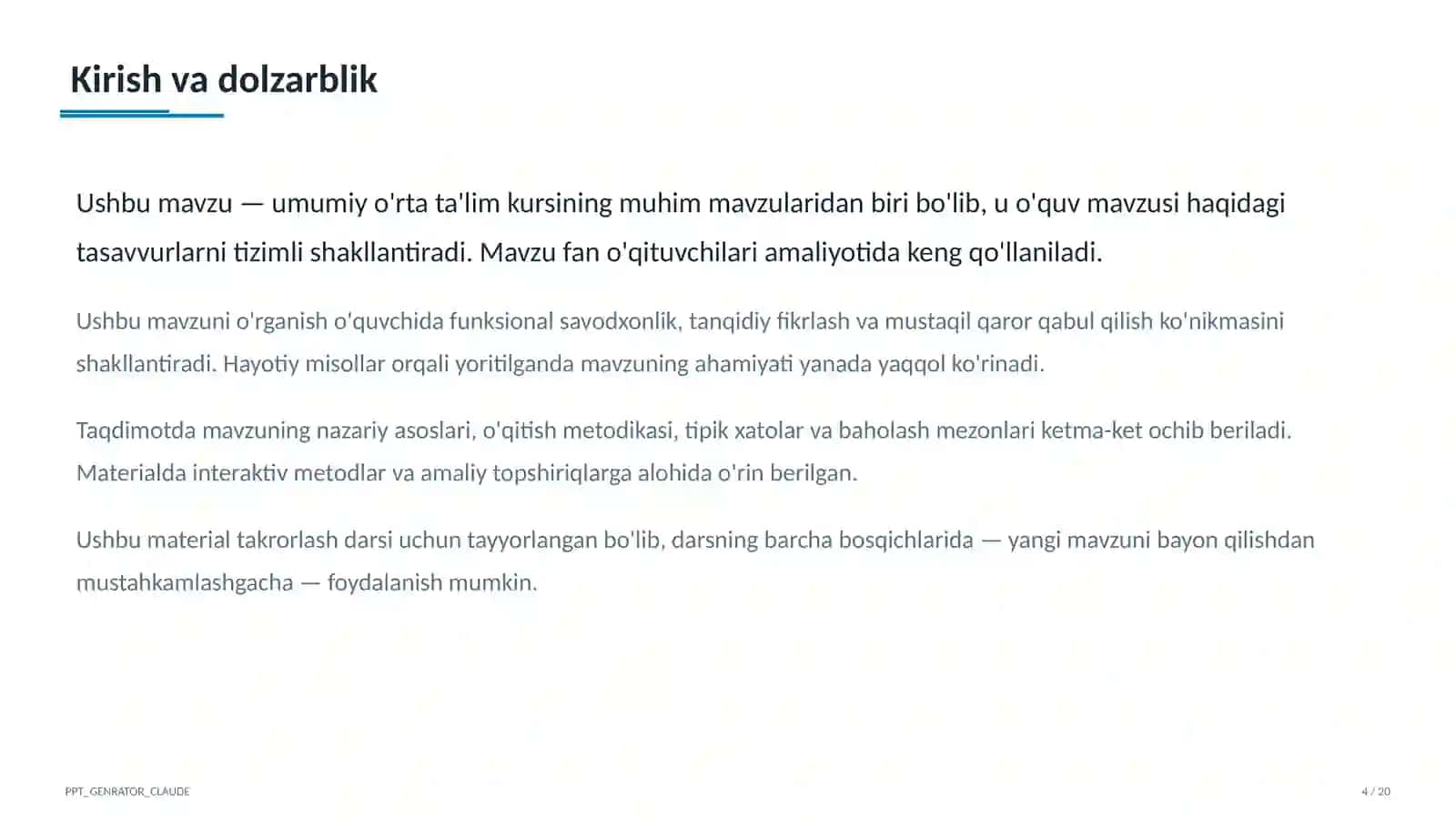 Yil o'qituvchisi" va "Kasbiy mahorat yetakchisi" tanlovlariga tayyorgarlik 4