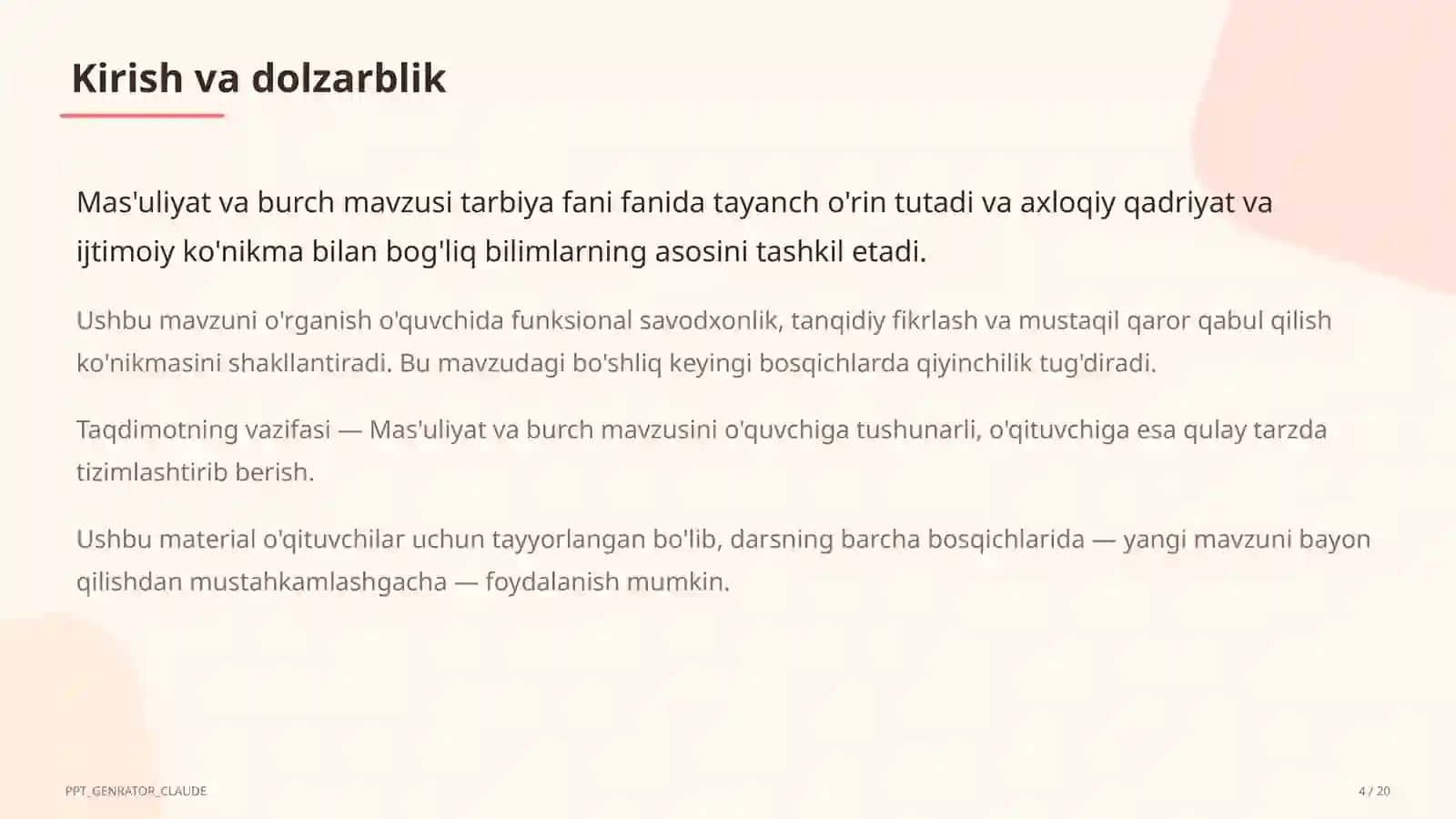 Mas'uliyat va burch (6-sinf) 4