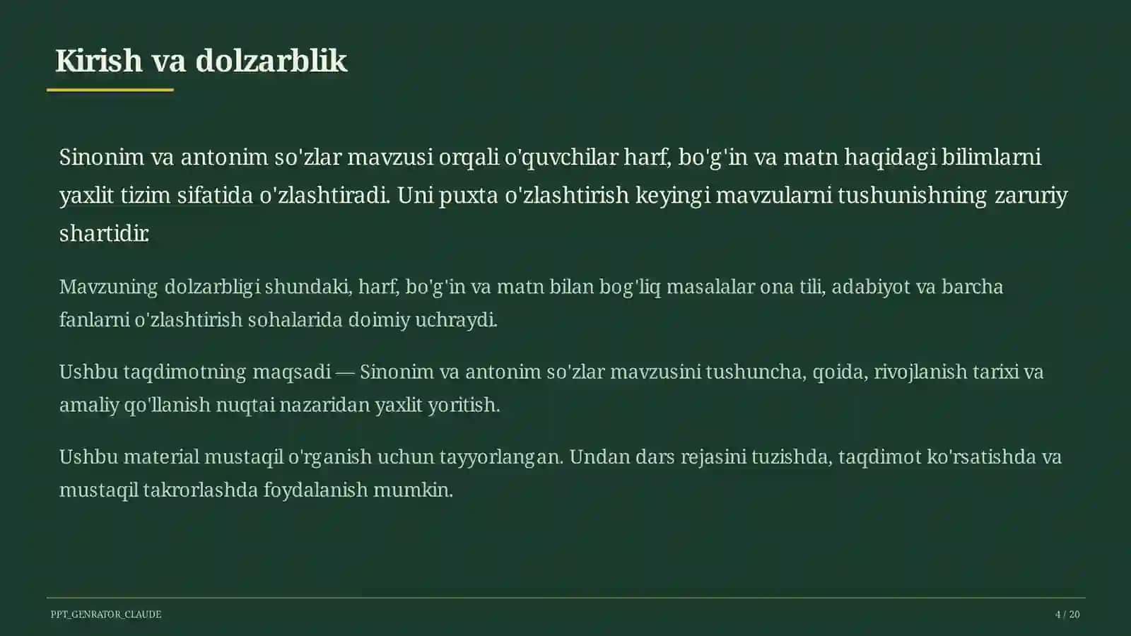 Sinonim va antonim so'zlar (3-sinf) 4