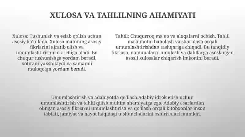 Adabiyotlardan Olingan MaʼLumotlarni Umumlashtirish Va Tahlil Etish 4