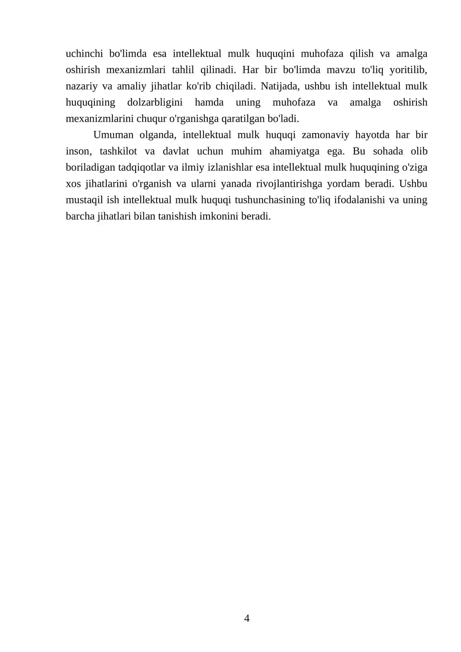 Intellektual mulk huquqi tushunchasi, mazmuni va obyektlarining o‘ziga xos xususiyatlari 4