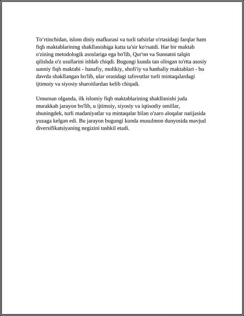 ILK ISLOMIY FIQHIY MAKTABLARINING SHAKLLANISHI TARIXI VA ULARNING TASNIFI 4