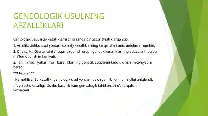 Geneologik usulning irsiy kasalliklarni aniqlashda qollanilishi 4
