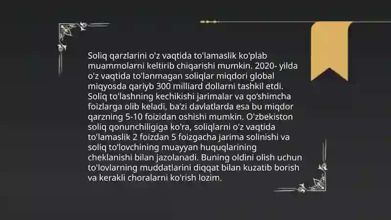 Soliqqa oid huquqbuzarlik uchun javobgarlik choralari 4