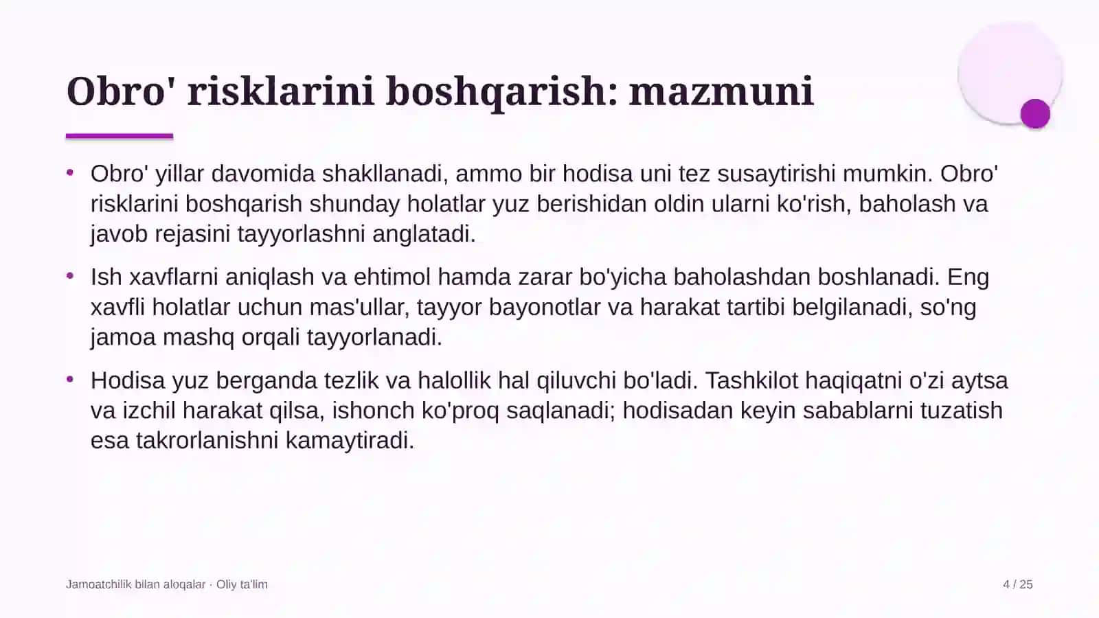 Echkichilikda obro' risklarini boshqarish 4