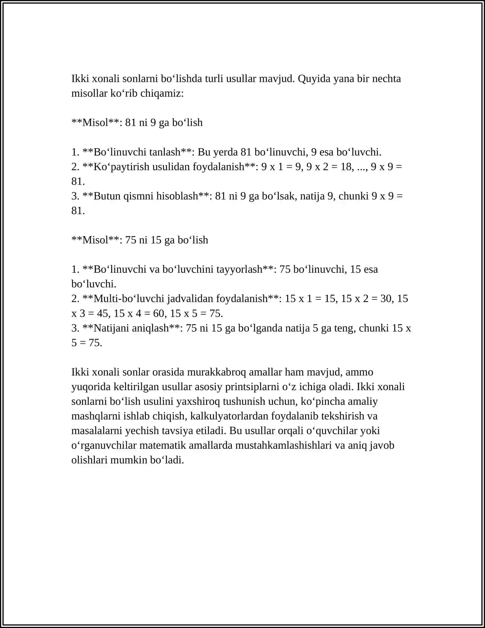 IKKI XONALI VA UCH XONALI SONGA BO‘LISHGA O‘RGATISH METODIKASI 4